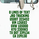 8 Lines of Text Truck Decal Sticker
