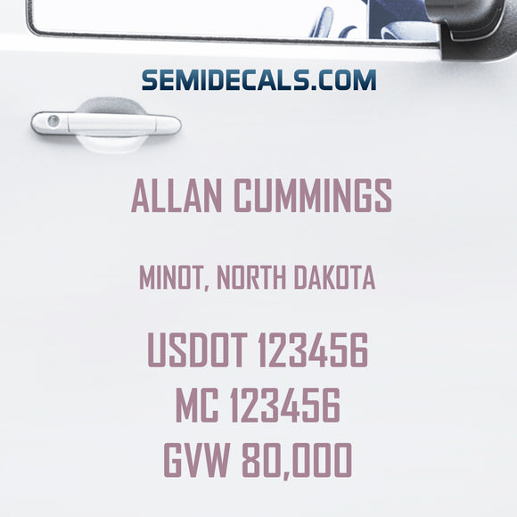 USDOT Truck Door Decal Lettering Number Sticker, 2 Pack