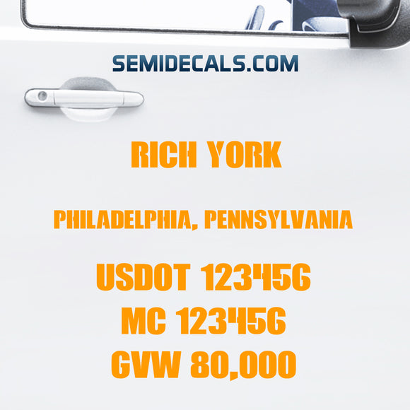 USDOT Truck Door Decal Lettering Number Sticker, 2 Pack