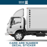 carb arb reefer number decal