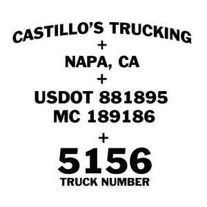 New Trucker Basic Regulation Decals, USDOT, MC, GVW Company Name