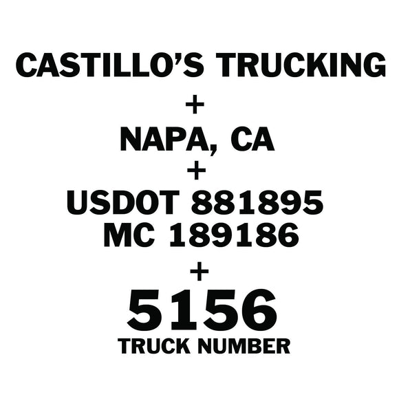 New Trucker Basic Regulation Decals, USDOT, MC, GVW Company Name