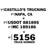 Company Name Line + Location + 2 Lines + Truck Number Combo Great for USDOT, (Set of 2)
