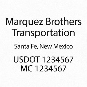 company name with location usdot mc decals