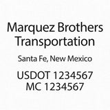 company name with location usdot mc decals