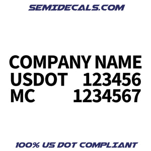 company name, usdot, mc number decal sticker (justified)