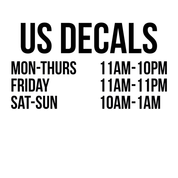 Store Business Hours With Custom Store Name Decal