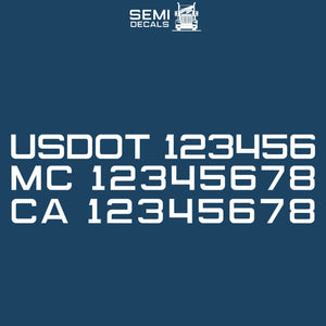 usdot, mc & ca number decal sticker lettering