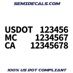 usdot mc ca number decal sticker (justified)