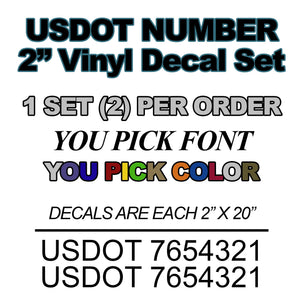 usdot number vinyl decal set