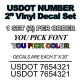 usdot number vinyl decal set